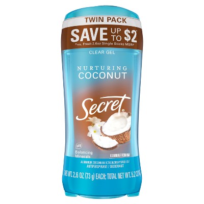 Secret Fresh Clear Gel Antiperspirant Deodorant - Coconut Scent - 2pk/2.6oz