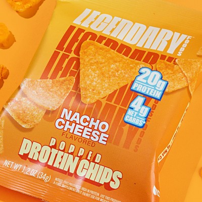 Legendary Foods Gluten Free and Keto Friendly Popped Protein Chips - Nacho Cheese - 4.8oz/4ct