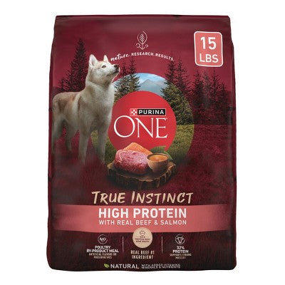 Purina ONE SmartBlend True Instinct High Protein Natural Real Beef & Salmon Flavor Dry Dog Food - 15lbs (LOCAL PICKUP ONLY)