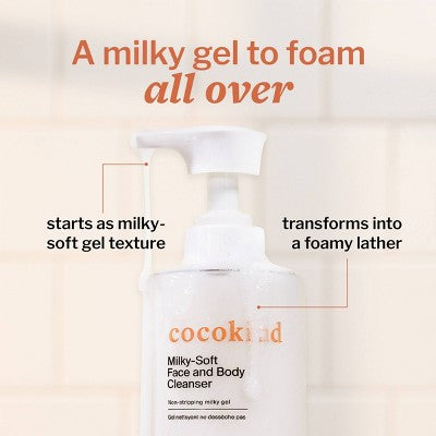 cocokind Ceramide Milk Face & Body Cleanser - 13.5 fl oz: No Fragrance Added, Cream, For Oily, Combination, Sensitive, Dry Skin