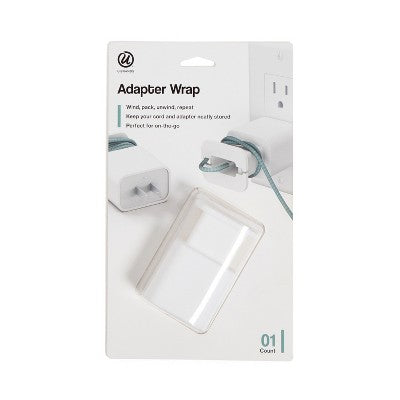U Brands Silicone Adapter Wrap White: Cord Organizer & Holder, Magnetic Cable Management, 8.5" x 5" x 1.26"