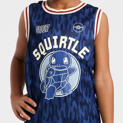 Boys' Pokemon Squirtle Basketball Jersey - Navy Blue/Cream M