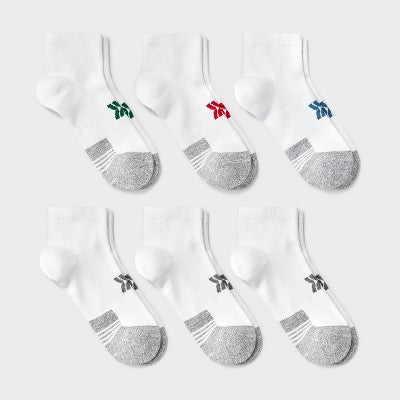 Kids' 6pk Ankle Length Socks - All In Motion White M