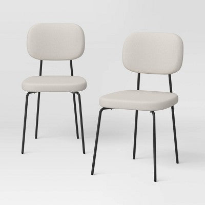 Set of 2 Upholstered with Metal Base Dining Chair Chairs Cream Boucle - Room Essentials (LOCAL PICKUP ONLY)