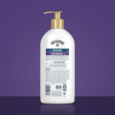 Gold Bond Healing Overnight Body & Face Lotion for Dry Skin with Hyaluronic Acid, Aloe & Melatonin - 13oz