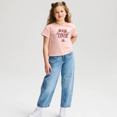 Girls' Off the Shoulder 'Book Lover' T-Shirt - Cat & Jack Pink M
