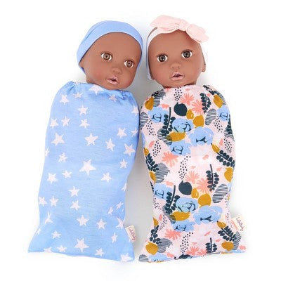 LullaBaby 13" Floral Star Sleep Sacks Twin Dolls Set