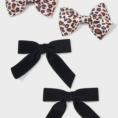Girls' 4pk Salon Bow Clip Set - Cat & Jack Black/Brown