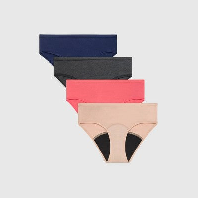 Hanes Girls' 4pk Hipster Period Underwear Moderate Protection - colors may vary 10