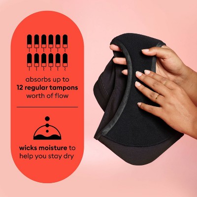 Thinx Super Absorbency Bikini - Black M: Mid Rise, Knit, Opaque, Full Waistband Elastic