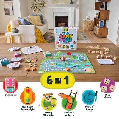 Chuckle & Roar 6-in-1 Family Game House - Classic Games Collection for Family Game Night