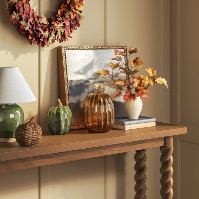 8" Large Green Ceramic Fall Pumpkin - Threshold: Fall