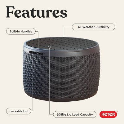 Keter 37gal Circa Wood Deck Box Brown (LOCAL PICKUP ONLY)