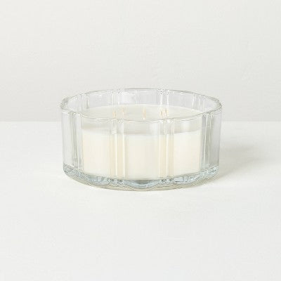 5 Wick XL Glass Mulled Spice Double Ribbed Scalloped Jar Candle Clear 34oz - Hearth & Hand with Magnolia