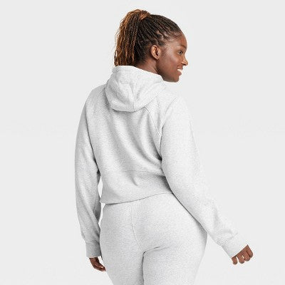 Women's Fleece Full Zip Hooded Sweatshirt - Gray XL