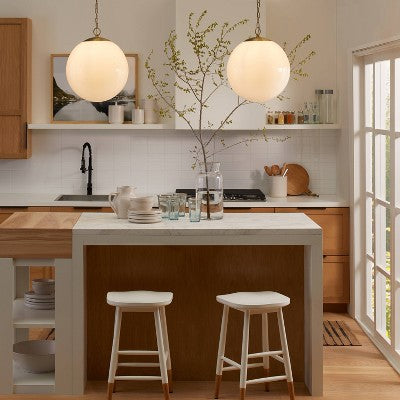 Milk Glass Ceiling Pendant Brass - Threshold designed with Studio McGee