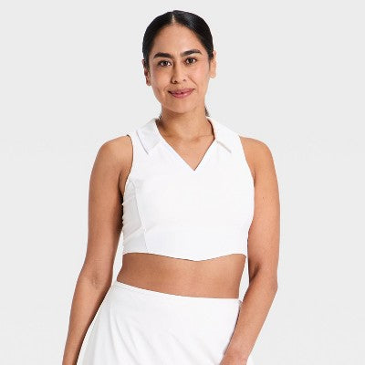Women's Everyday Soft Polo Sports Bra - All In Motion Cream XL