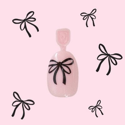 Olive & June Pressies Fake Nails - S/M Round - Biggest Bow On Top - 28ct: Gloss Finish