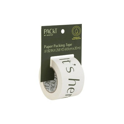 Scotch Packt Packing Tape White 65.6': Shipping Tape, 1.92" Width, 20' Length, Paper Material, Single Roll