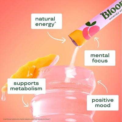 BLOOM NUTRITION Energy Stick Packs - Peach Mango - 10pk: Caffeinated