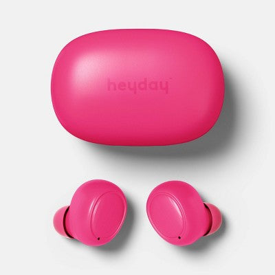 True Wireless Bluetooth Sweat Resistant Earbuds - heyday Hot Pink: USB-C, 20h Battery