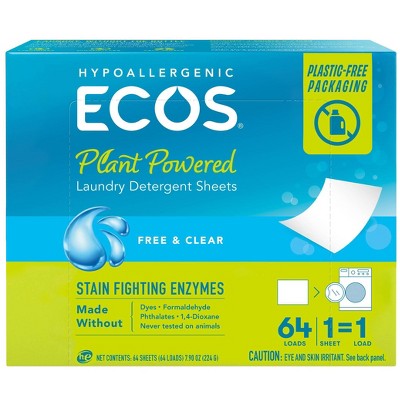 ECOS Laundry Detergent Sheets - Free & Clear - 7.9oz/64 loads