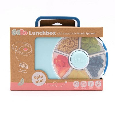 GoBe Kids' 2-in-1 Bento Style Lunchbox with Small Snack Spinner Flip - Blueberry Blue: Hard Sided, BPA-Free