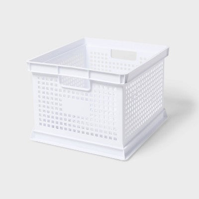 30.6qt Crate Utility Storage Bin White - Brightroom