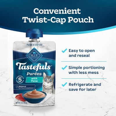 Blue Buffalo Tastefuls Adult Cat Treat Tuna Puree Spouted Pouch - 3oz