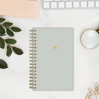 The Everygirl Planner 2025 Weekly/Monthly Planner 6.3"x4.33" Wirebound Solid Soft Sage: Adult Stationery, Calendar, Tabs