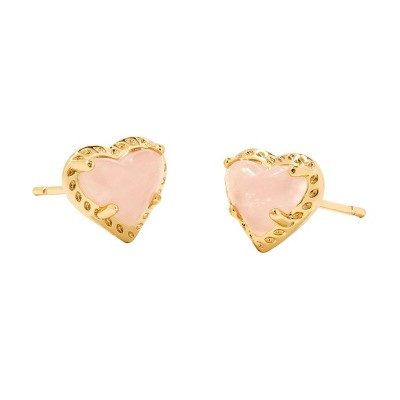 Kendra Scott Anna 14K Gold Over Brass Stud Earrings - Rose Quartz