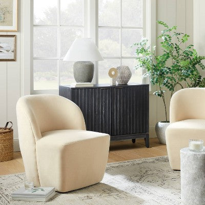 Pasadena Swivel Accent Chair Light Beige Velvet - Threshold designed with Studio McGee: Transitional Upholstered Seating (LOCAL PICKUP ONLY)