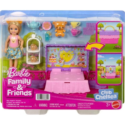 Barbie Family & Friends Club Chelsea Pop-Up Tea Party Playset with Small Doll & 10+ Accessories