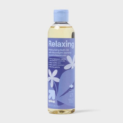 Relaxing Moisturizing Bath Oil with Moonlight Jasmine Scent and Melatonin - 8.8 fl oz - up&up