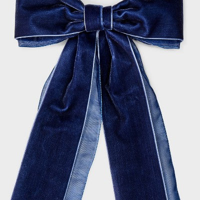 Velvet Bow Hair Barrette - A New Day Navy Blue