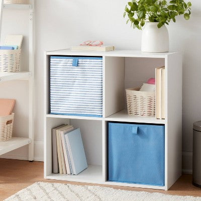 11" Fabric Bin Blue Stripe - Brightroom