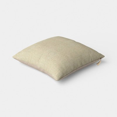 Square Chunky Linen Pillow with Exposed Zipper Green - Threshold