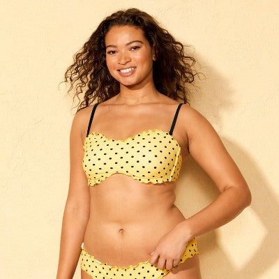 Women's Ruffle Edge Medium Coverage Bandeau Bikini Top S