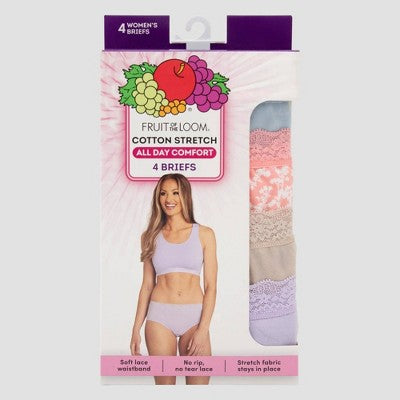Fruit of the Loom Women's 4pk All Day Comfort Cotton Stretch Brief Underwear - Multicolor 9
