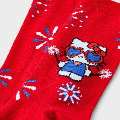 Women's Hello Kitty Americana Crew Socks - Red 4-10