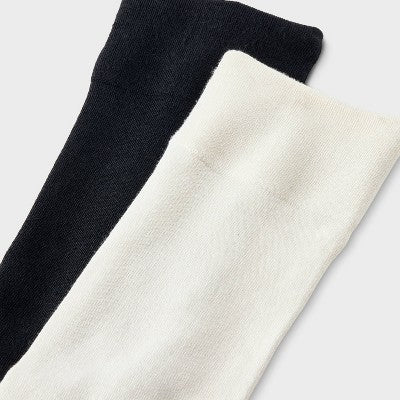 Women's Ultra Smooth Supersoft Fine Gauge Knit 2pk Knee High Socks - Auden Black/Ivory 4-10