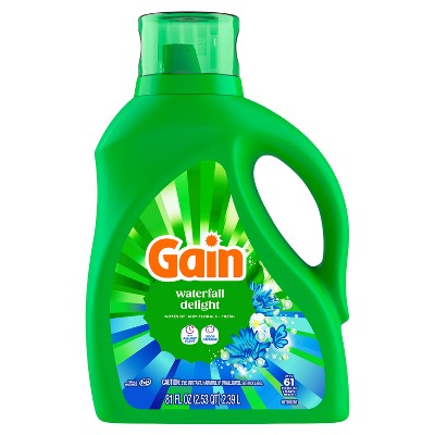 Gain Waterfall Delight Liquid Laundry Detergents 61 Loads - 81oz: Cold Water, Spill-Resistant Lid, Paraben-Free