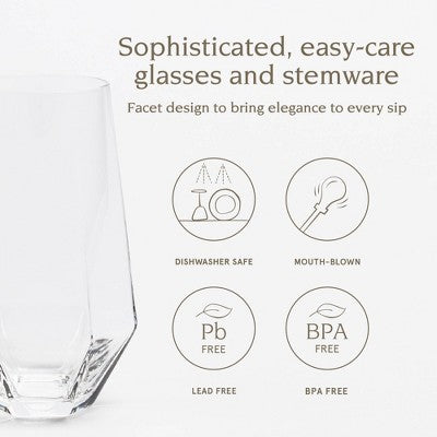 over&back 18 fl oz Facet Tall Tumbler Clear