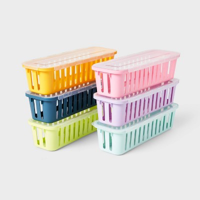 6pk Small Baskets with Lids Pastel Colors, Teacher Supplies - up&up