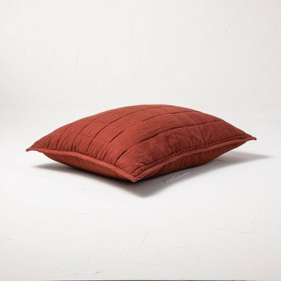 King Heavyweight Linen Blend Quilt Pillow Sham Dark Clay - Casaluna: Rayon & Cotton, Zipper Closure, OEKO-TEX Certified