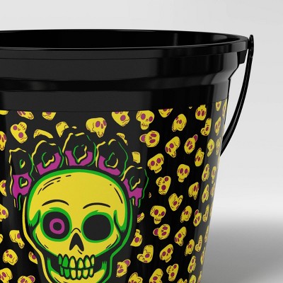 7.64" Skull Halloween Plastic Trick or Treat Pail Black - Hyde and EEK! Boutique