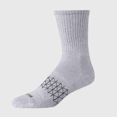 Hanes Men's 3pk Absolute Active Cushioned Crew Socks - Charcoal Gray/Gray/Black 6-12: Breathable Knit, Arch Support