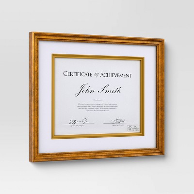 11"x14" Matted to 8.5"x11" Certificate Frame Gold - Threshold