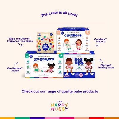 Happy Hues Go-Getters Disposable Diapers - Size 4 - 84ct: Hypoallergenic, Wetness Indicator, Elastic Stretch Sides