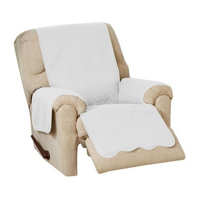 Reversible Quilted Sofa Furniture Protector - Great Bay Home(Recliner, White / Stone Gray)